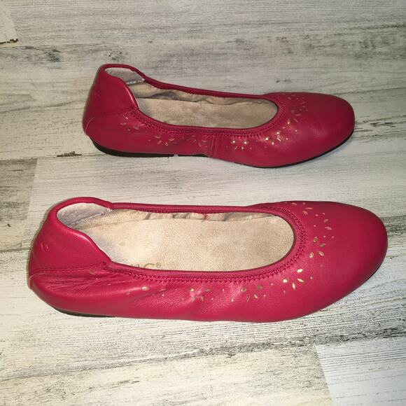 Vionic Geneva Ballet Slippers Claret Red Perforated Genuine Leather Sz 6.5 37.5 - Picture 6 of 9